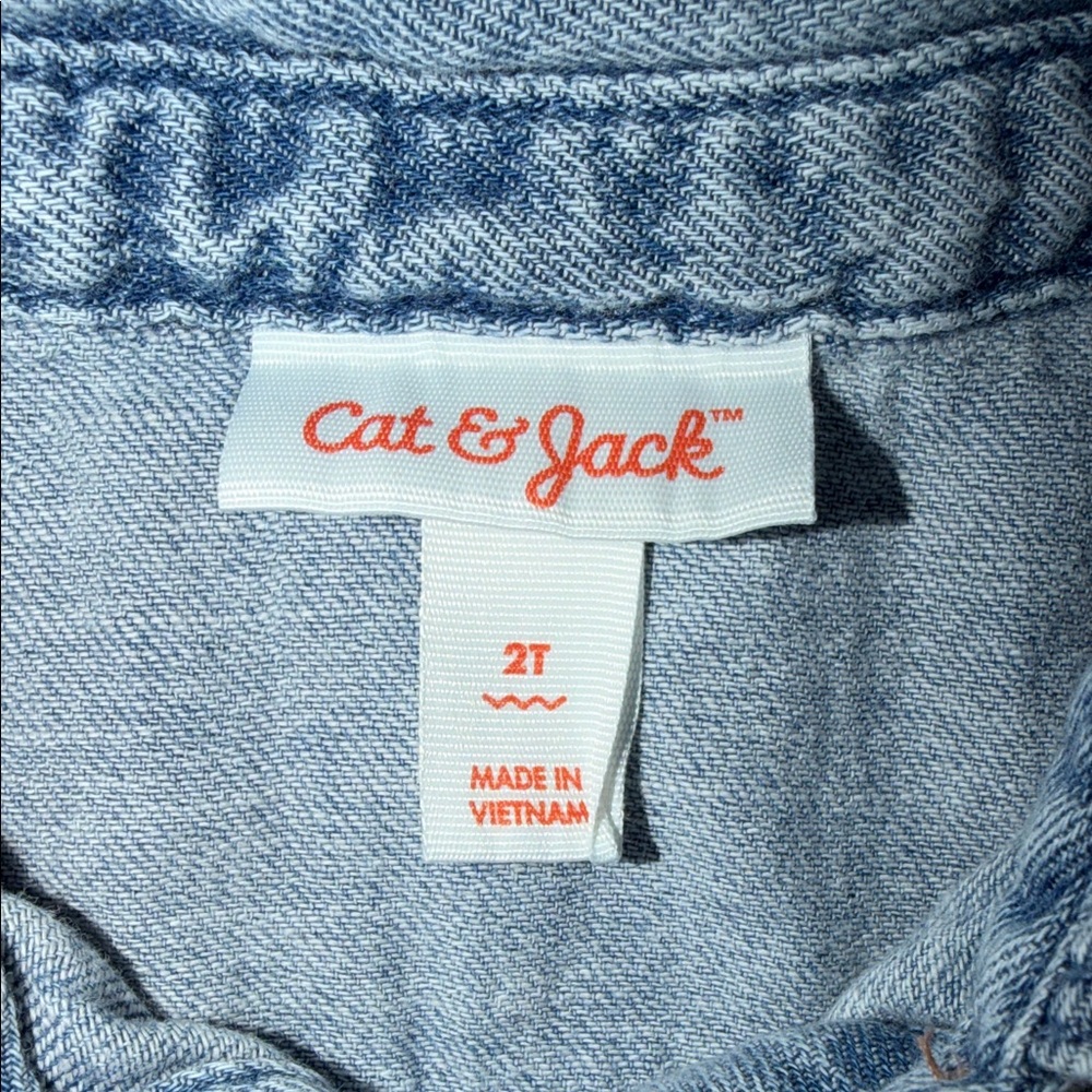 Cat & Jack Light Wash Denim Romper - Pale Blue - Picture 2 of 3